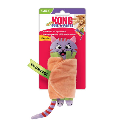 KONG Pull - A - Partz Purrito - 2-in-1 toy for cats, crinkly cat in a burrito, with catnip