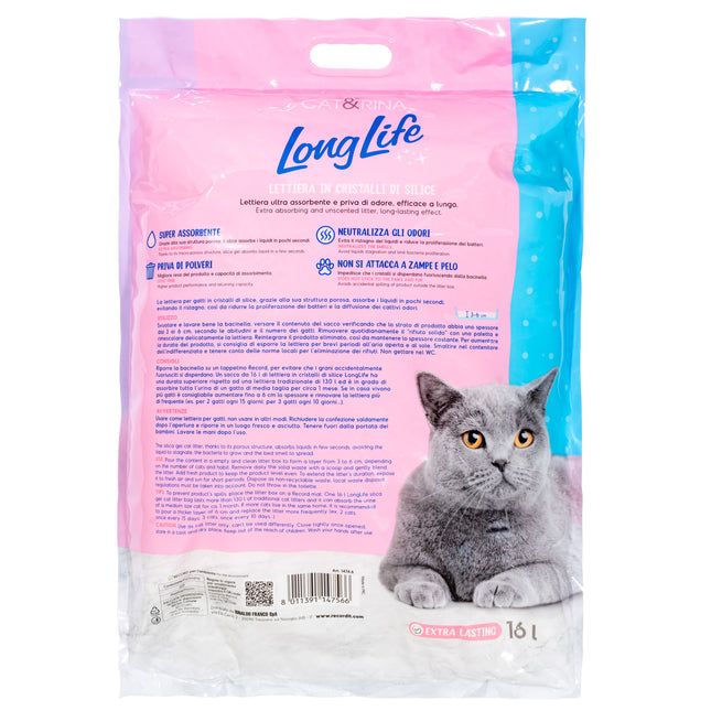 Cat&Rina LongLife Silica Gel Cat Litter 16L - clumping silica gel for cats, super absorbent, bacteriostatic, odorless