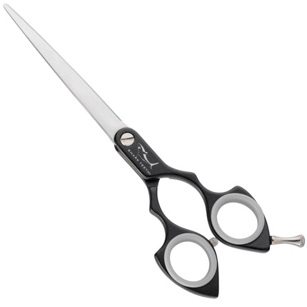 Shernbao Shark Straight Scissors - lightweight, straight scissors for Korean-style grooming, black