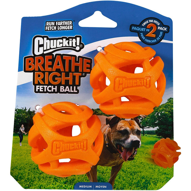 ChuckIt! Breathe Right Fetch Ball M (6.4cm) - soft breathable ball for medium dogs - 2 pieces