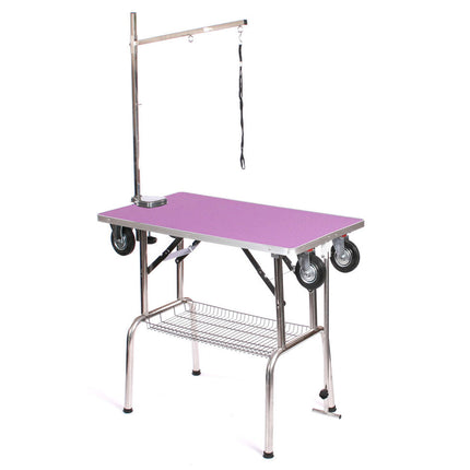 Blovi Grooming Table with Wheels, Arm, and Accessory Basket, Top