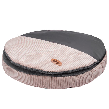 Biglo Cleo Pink - corduroy dog bed with cover, pink - gray