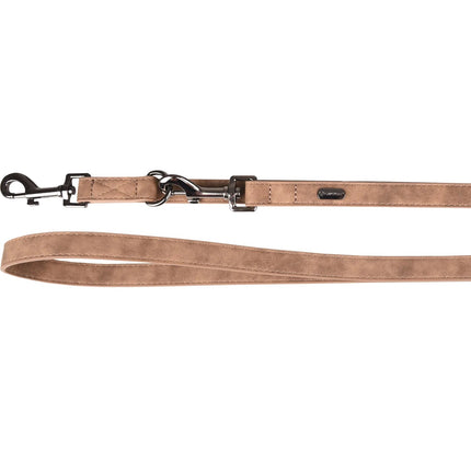 Flamingo Training Leash Delu Brown - detachable dog leash made of eco-leather, brown