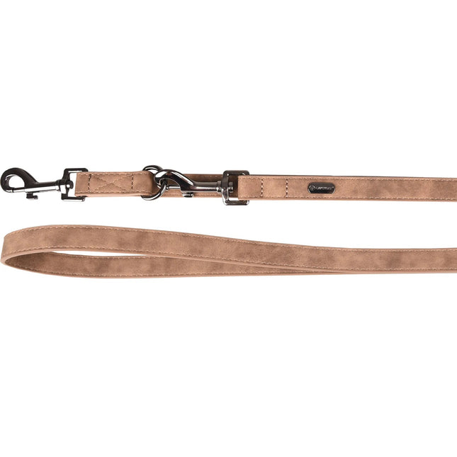 Flamingo Training Leash Delu Brown - detachable dog leash made of eco-leather, brown