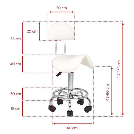 Activ 6001 White - comfortable grooming stool with contoured seat and backrest, white