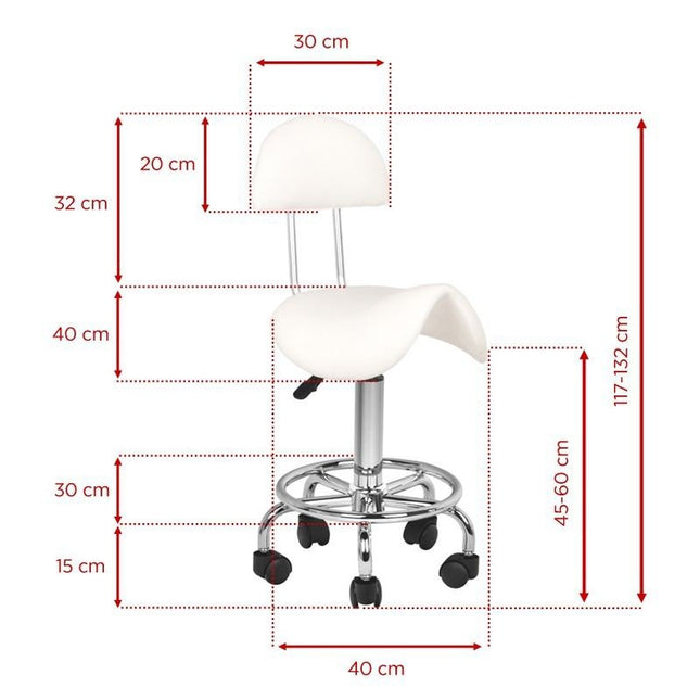 Activ 6001 White - comfortable grooming stool with contoured seat and backrest, white