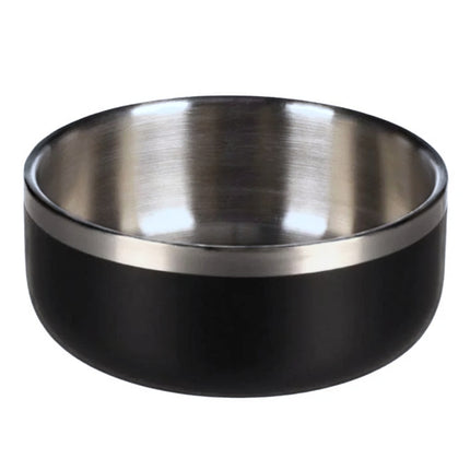 Flamingo Lora Black & Silver Steel Bowl - steel bowl for dogs and cats, with double wall, matte black