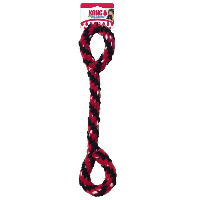 KONG Signature Rope Double Tug - dog tug toy with loops, made of fleece and cotton