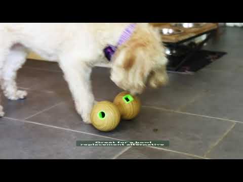 KONG Bamboo Feeder Dumbbell (20cm) - dog toy for treats, barbell