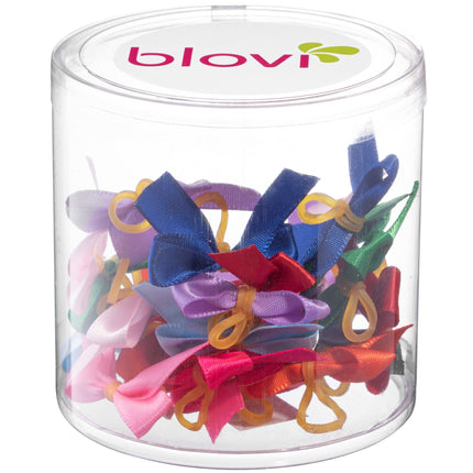 Blovi Bows Simple 25 pcs - colorful, satin bows for dogs, smooth, narrow, with elastic band