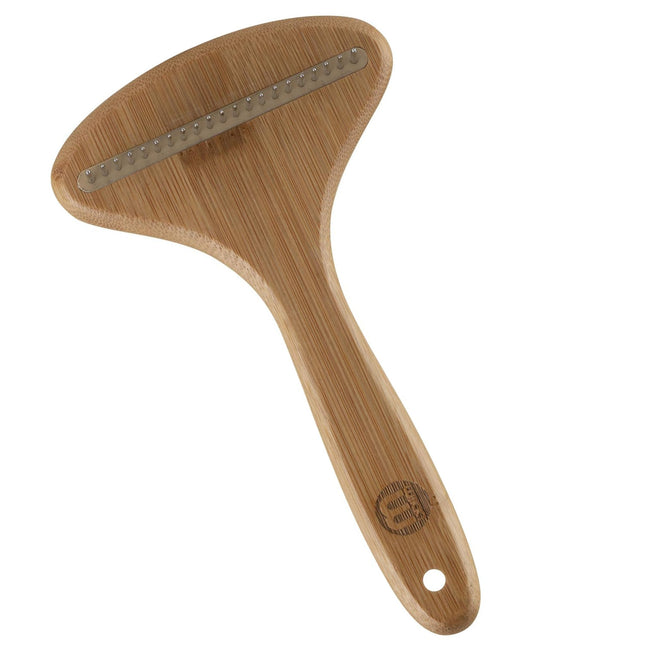 Mikki Bamboo Wide Anti-Tangle Rake - bamboo rake with a wide tooth spacing and rotating pins