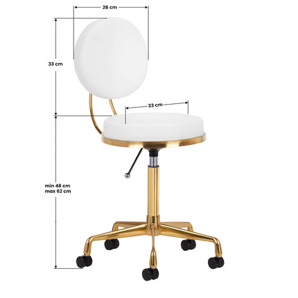 Activ H5 Gold White - gold grooming chair with height adjustment, white