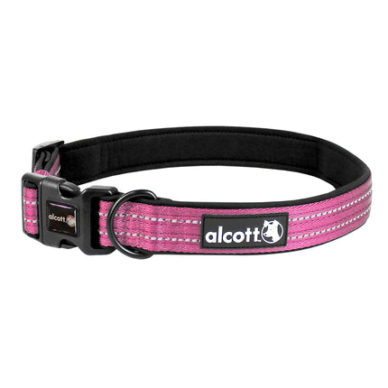 Alcott Adventure Collar Pink - reflective dog collar, pink