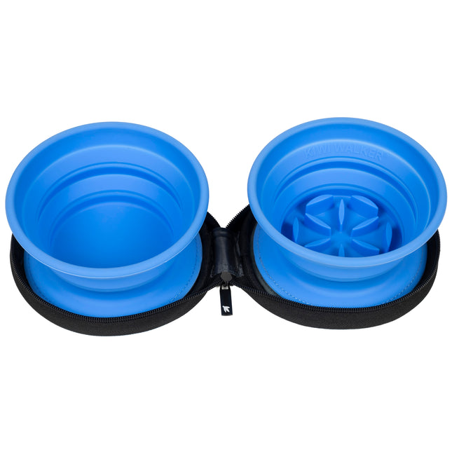 Kiwi Walker Double Travel Bowl With Slow Feeder - travel bowl, slow feeding, for dogs and cats, silicone