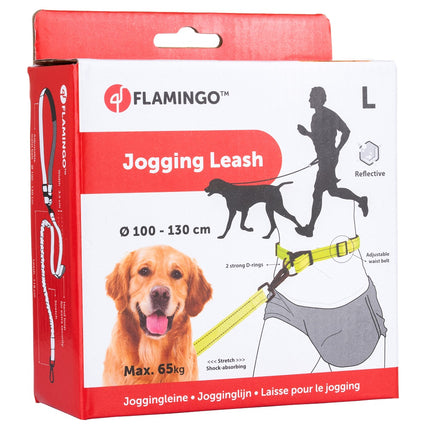 Flamingo Diran Jogging Leash Fluo - jogging leash for running with your dog, with a shock absorber