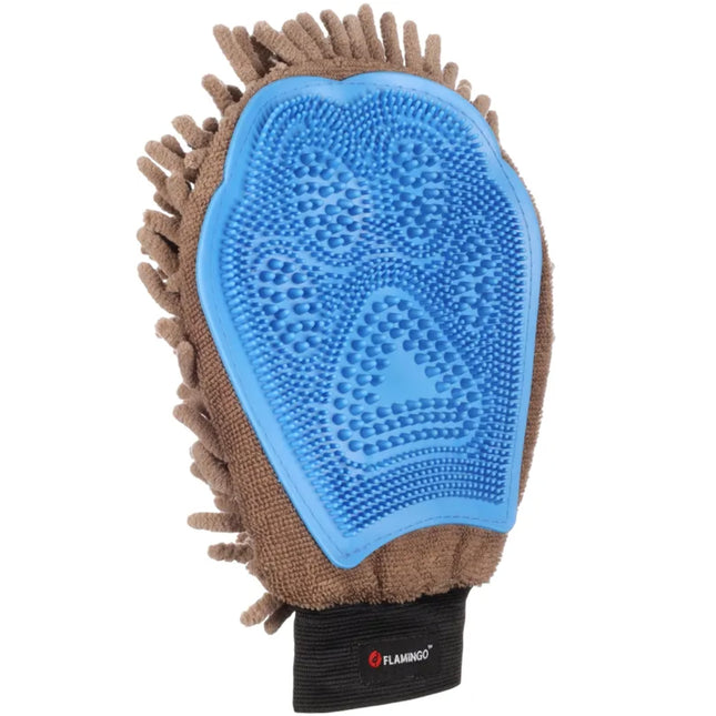 Flamingo Combi Glove - grooming glove for de-shedding and drying