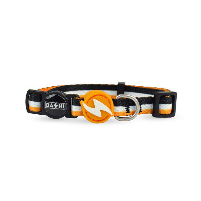 Dashi Stripes Orange & Black Cat Collar - orange and black striped collar for cats