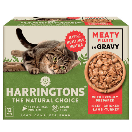 Harringtons Cat Meaty Fillets in Gravy - grain-free wet food for cats, meat fillets in sauce - PROMOTION due to best before date