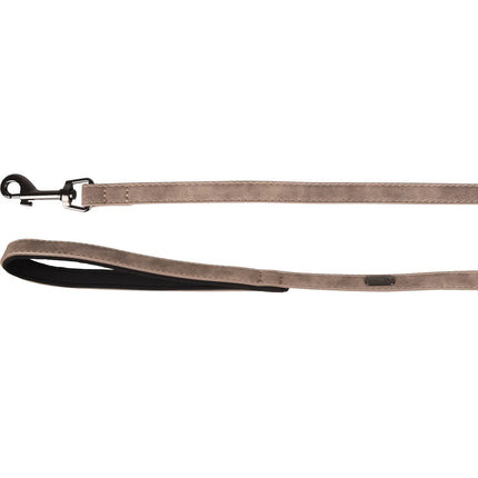 Flamingo Leash Delu Taupe - dog leash made of eco-leather, padded handle, 130cm