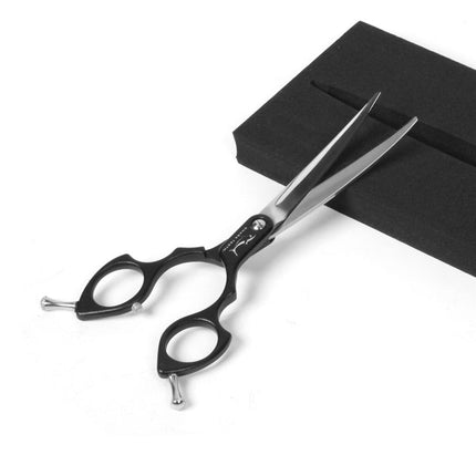 Shernbao Shark Curved Scissors - lightweight, curved scissors for Korean-style grooming, black