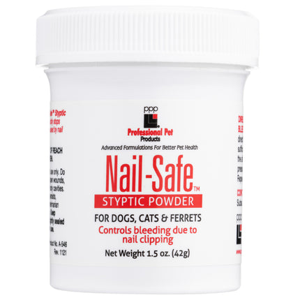 PPP Nail Safe Styptic Powder - powder for stopping bleeding when trimming the nails of dogs, cats, and ferrets.