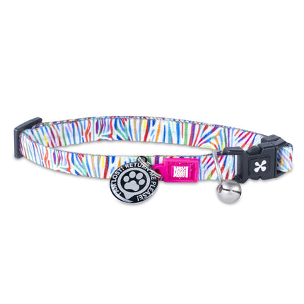 Max&Molly GOTCHA! Smart ID Cat Collar Magic Zebra - colorful collar for cats with a smart Tag pendant, rainbow zebra pattern