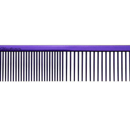 Chris Christensen Fine/Coarse Comb - professional metal comb with mixed tooth spacing, purple