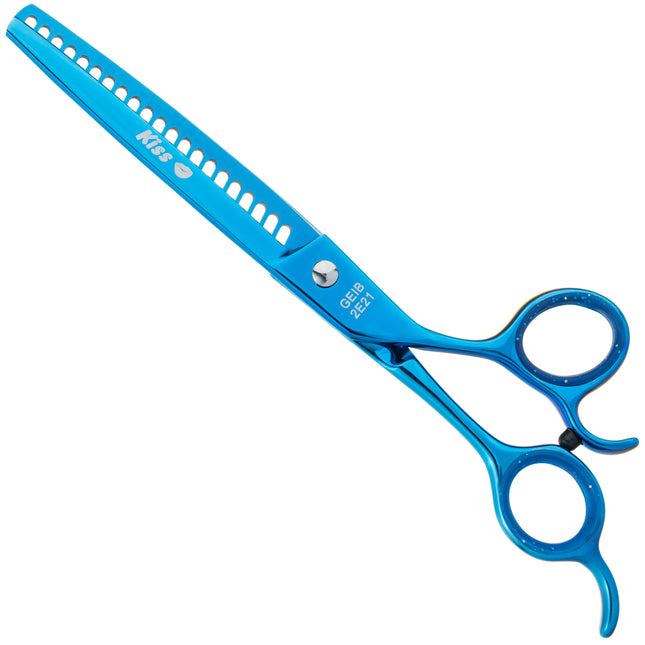 Geib Kiss Silver Blue Chunker 7.5 - single-sided grooming chunkers, blue finish, 21 teeth