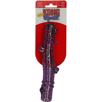 Kong Squeezz Confetti Stick (20cm) - glittery, rubber stick for dogs, with squeaker