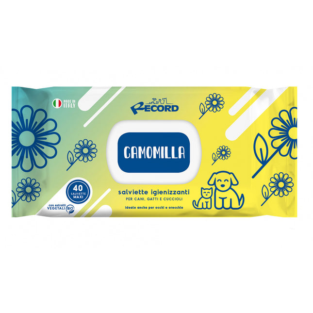 Record Chamomile Wipes - universal wipes for cleaning the fur, eyes, and ears of dogs and cats, with chamomile - 80 pieces