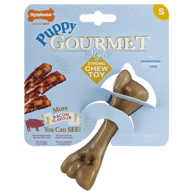 Nylabone Puppy Gourmet Bacon Femur - puppy bone with an intense bacon scent