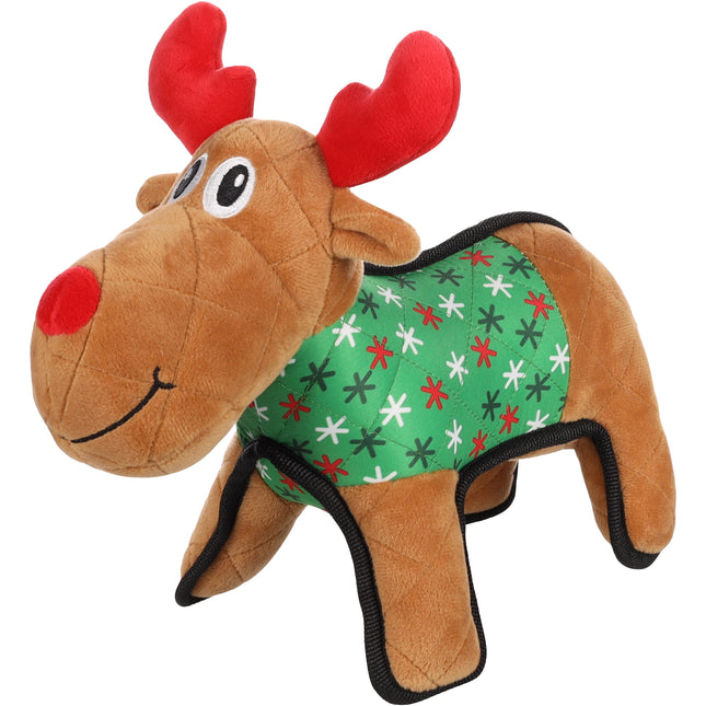 Flamingo Christmas Quilty Reindeer - holiday toy for dogs, plush reindeer with a squeaker