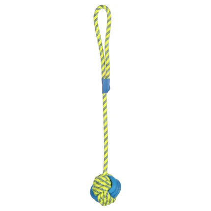 Flamingo Knotted Rope Ball - Blue and Yellow Rope Ball for Dogs