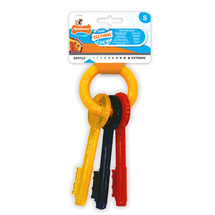 Nylabone Puppy Chew Keys - bacon-scented chew toy for puppies, shaped like keys