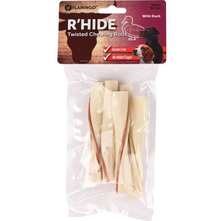 Flamingo R'hide Twisted Snack - dog treat, twisted stick with duck