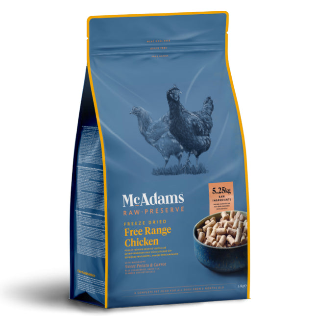 McAdams Freeze Dried Free Range Chicken - freeze-dried food for puppies and adult dogs, chicken with vegetables