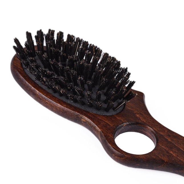 Blovi Wood Brush - small wooden brush with natural bristles and a finger hole, for breeds with short and/or fine hair