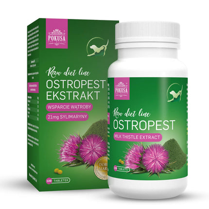 Pokusa Milk Thistle Extract 120tbl. - a preparation with milk thistle that supports and regenerates the liver of dogs and cats.