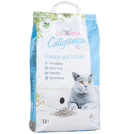 Cat&Rina Cat Hygiene Paper Cat Litter 12L - biodegradable litter for cats and rodents, made of paper