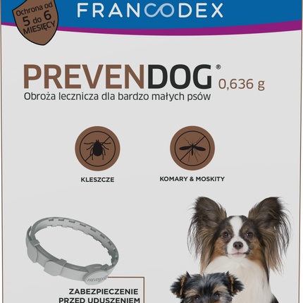 Francodex PrevenDog 35cm - medicinal collar for ticks and mosquitoes, for very small dogs - 1 piece - promotion due to expiration date: 31/10/2024