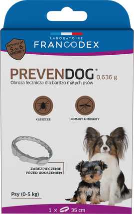 Francodex PrevenDog 35cm - medicinal collar for ticks and mosquitoes, for very small dogs - 1 piece - promotion due to expiration date: 31/10/2024