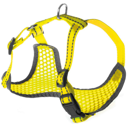 Fluo Harness - breathable mesh harness for dogs, with reflective details, yellow