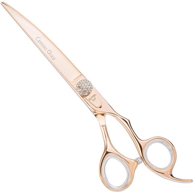 Geib Crystal Gold Curved Scissors - professional grooming scissors made from Japanese stainless steel, curved