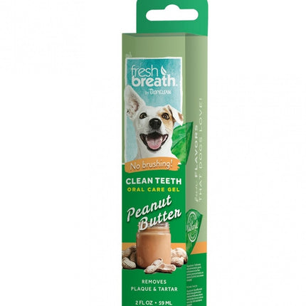 Tropiclean Fresh Breath Clean Teeth Gel Peanut Butter - oral hygiene gel for dogs, with a peanut butter scent