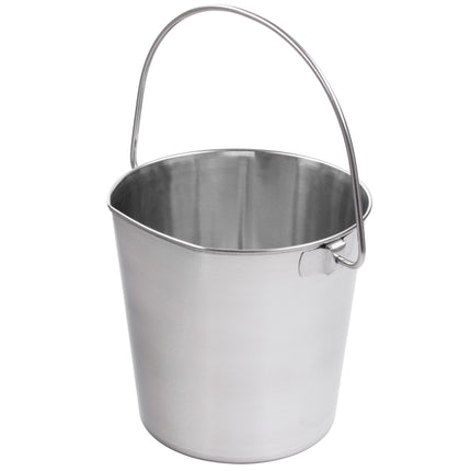 Show Tech Pail Flat Side - stainless steel bucket with a flat side, for cages - 8.5L