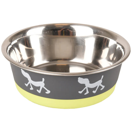 Flamingo Silhouette Lemon Bowl - stainless steel bowl for dogs with non-slip base