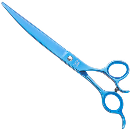 Geib Kiss Silver Blue Curved Scissors - high-quality curved scissors with micro-grinding and blue finish