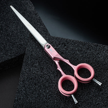 Jargem Asian Style Light Straight Scissors - very lightweight, straight scissors with colorful rings, for Korean-style grooming.