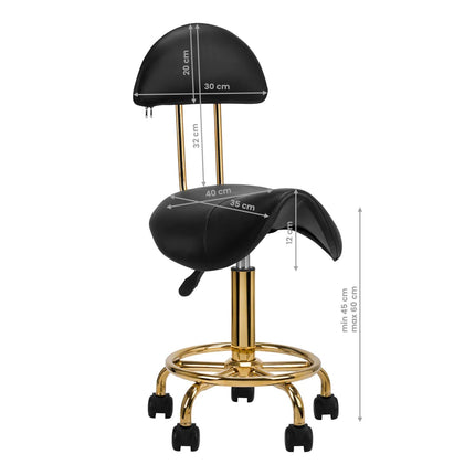 Activ 6001 - G Gold Black - gold grooming chair with contoured seat and backrest, black