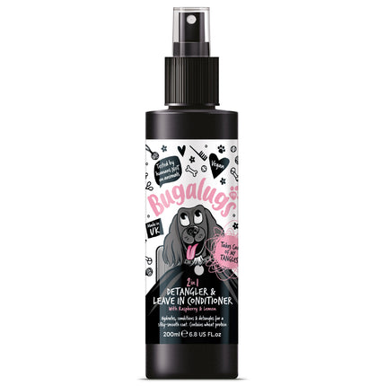 Bugalugs 2in1 Detangler & Leave-in Conditioner - detangling conditioner for dogs, raspberry and lemon scent